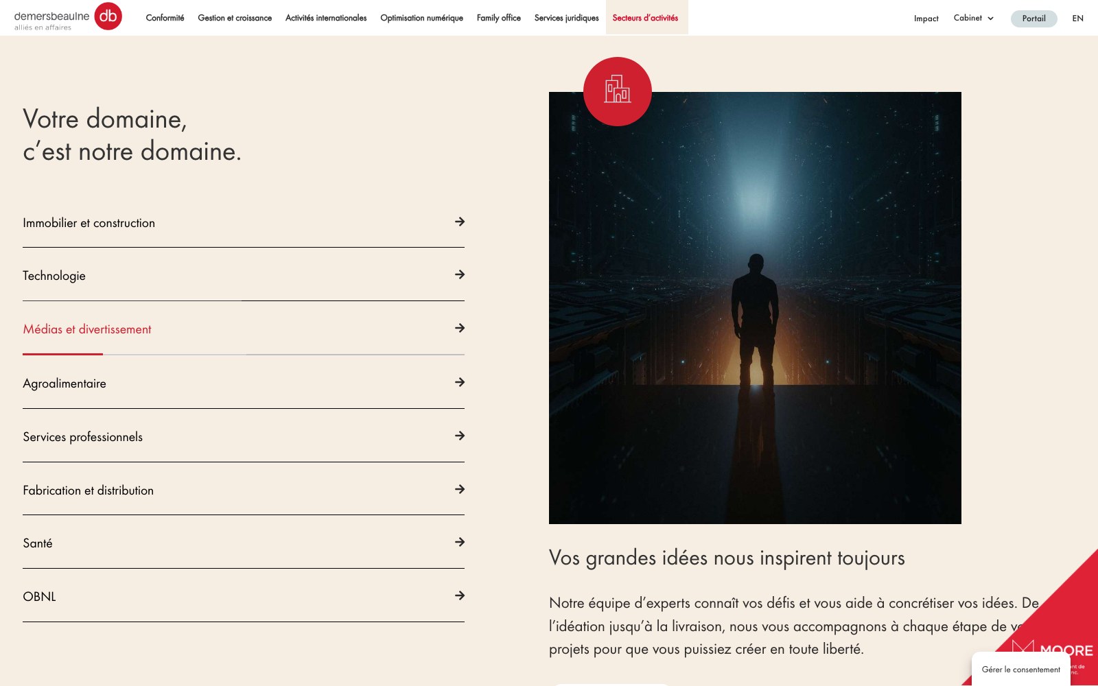 Votre domaine, c'est notre domaine — the industry vertical list