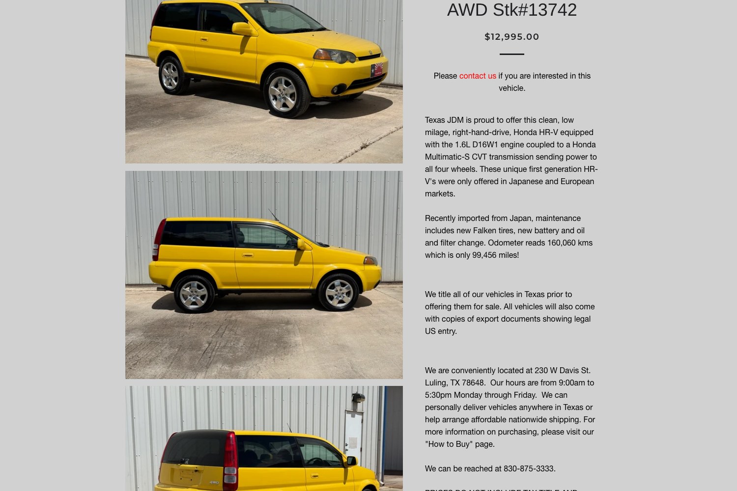 Honda HR-V listing