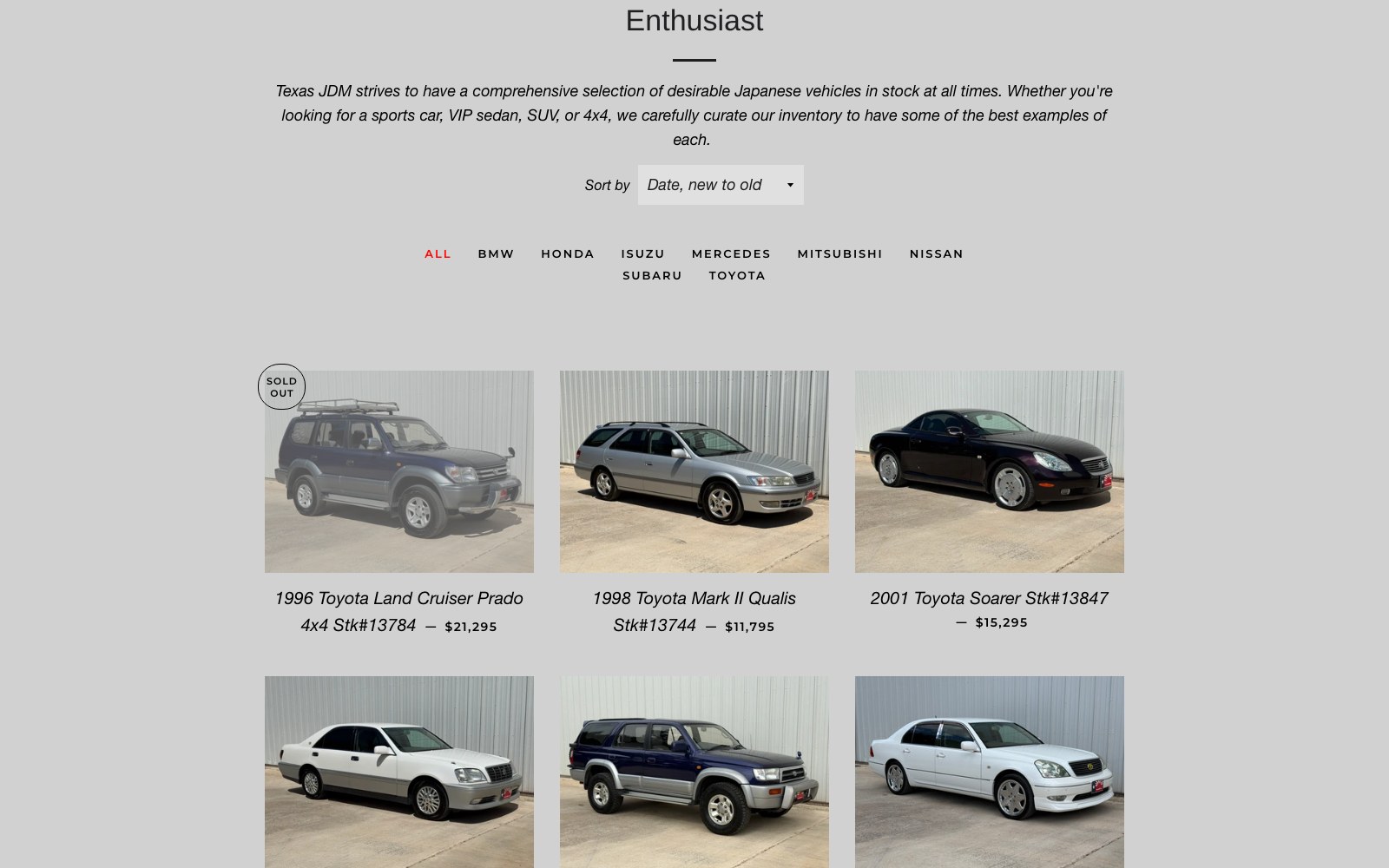 Enthusiast vehicles collection