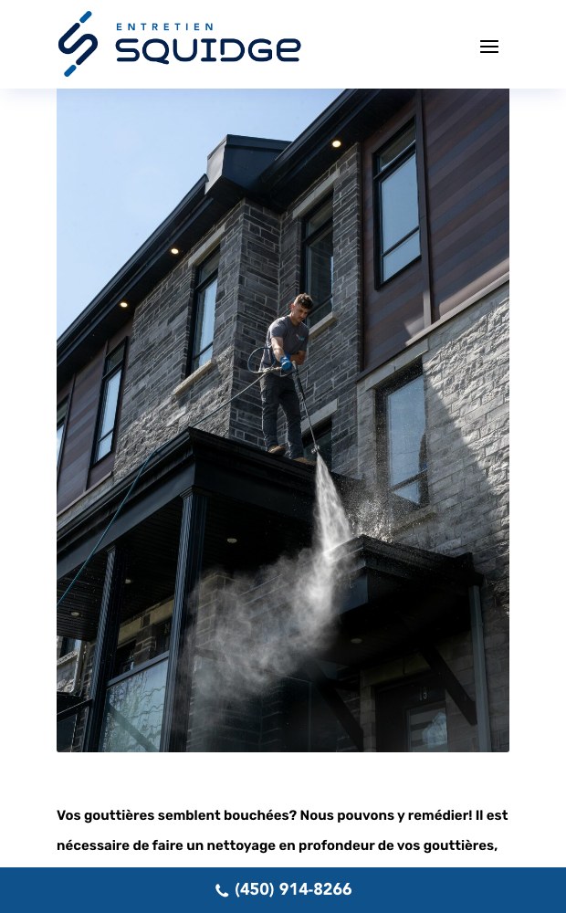Mobile pressure washing service page with a job photograph