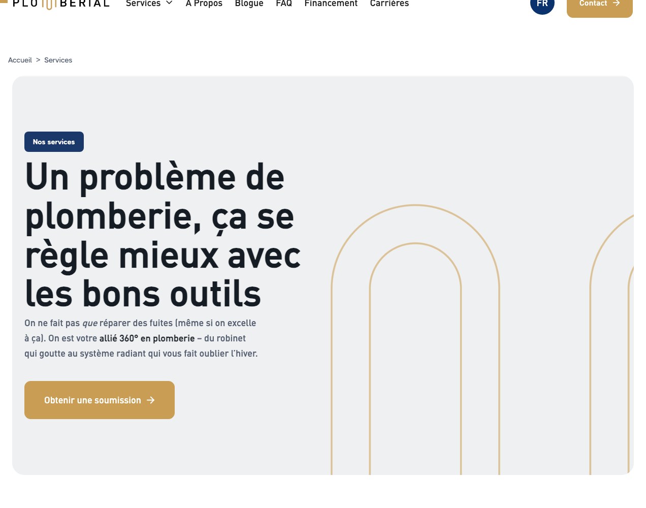 A plumbing problem is solved better with the right tools — the services page header