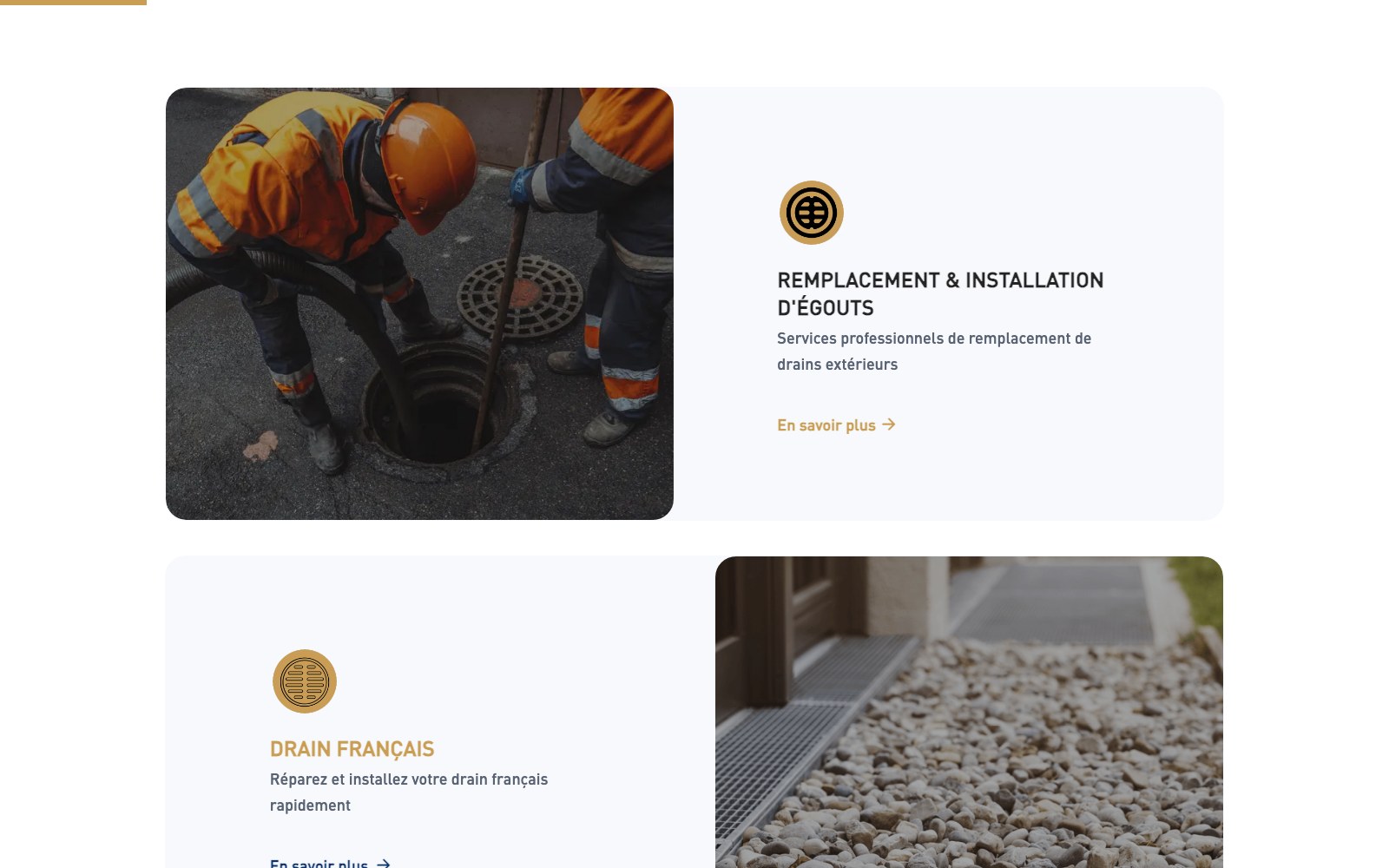 Photographic service cards for sewer replacement and French drains