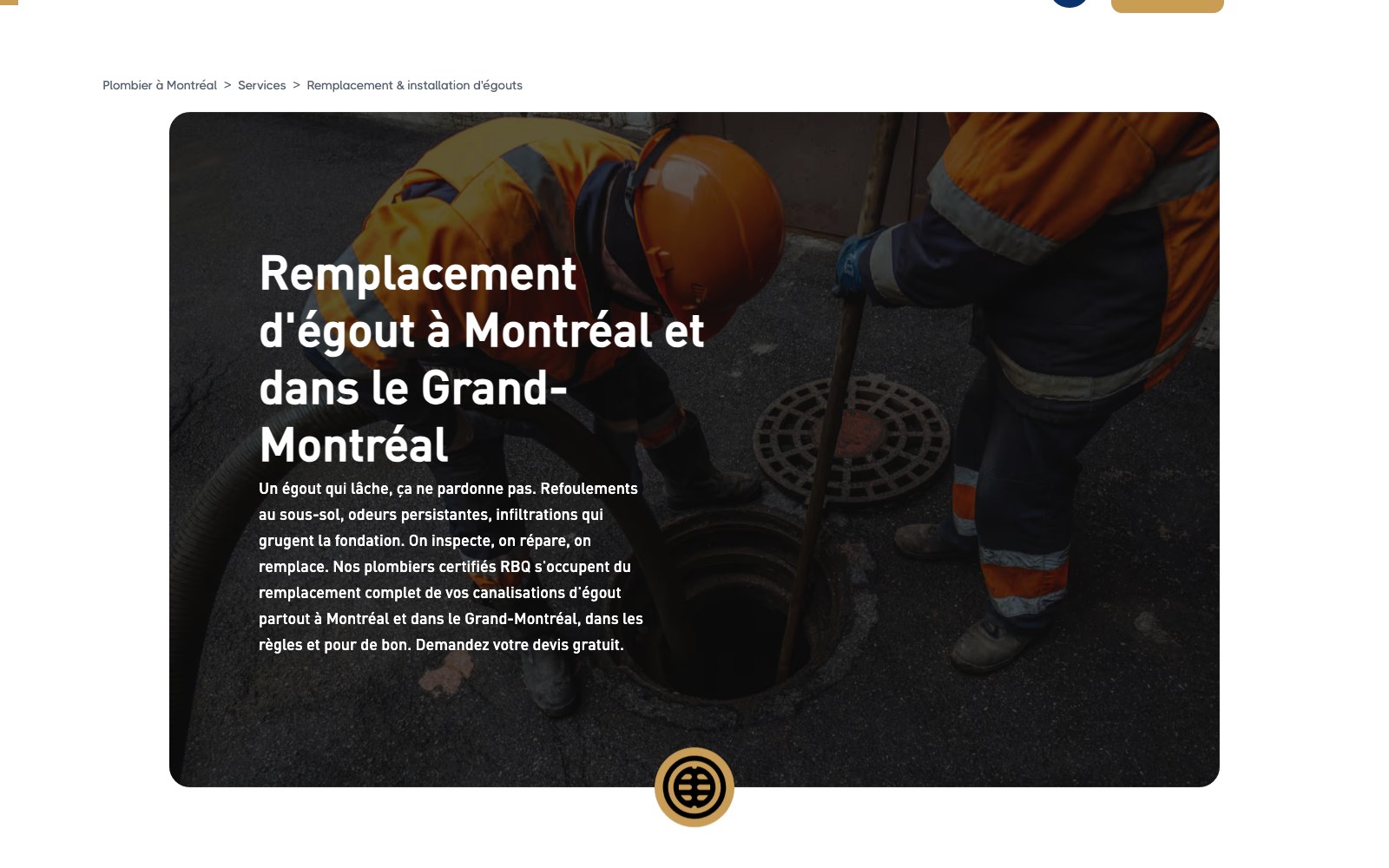 Sewer replacement service page for Montréal and the greater Montréal area