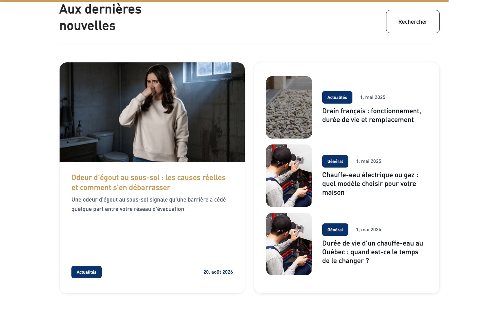 Aux dernières nouvelles blog listing with the article search