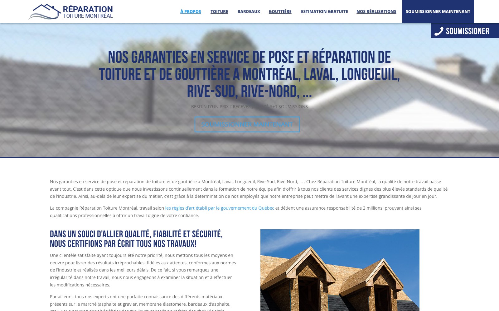 Guarantees on roof and gutter installation and repair, certified in writing