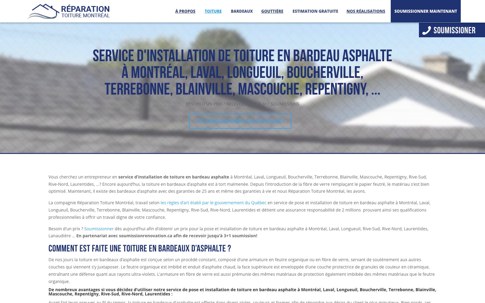 Asphalt shingle roof installation service page