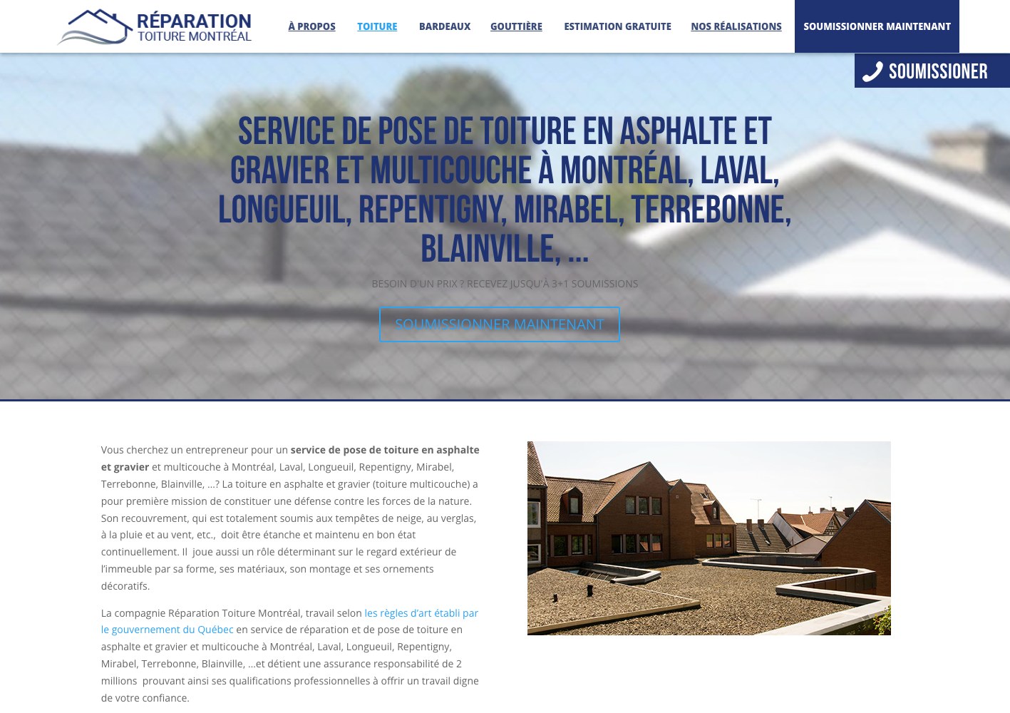 Asphalt and gravel and multi-layer roof installation service page