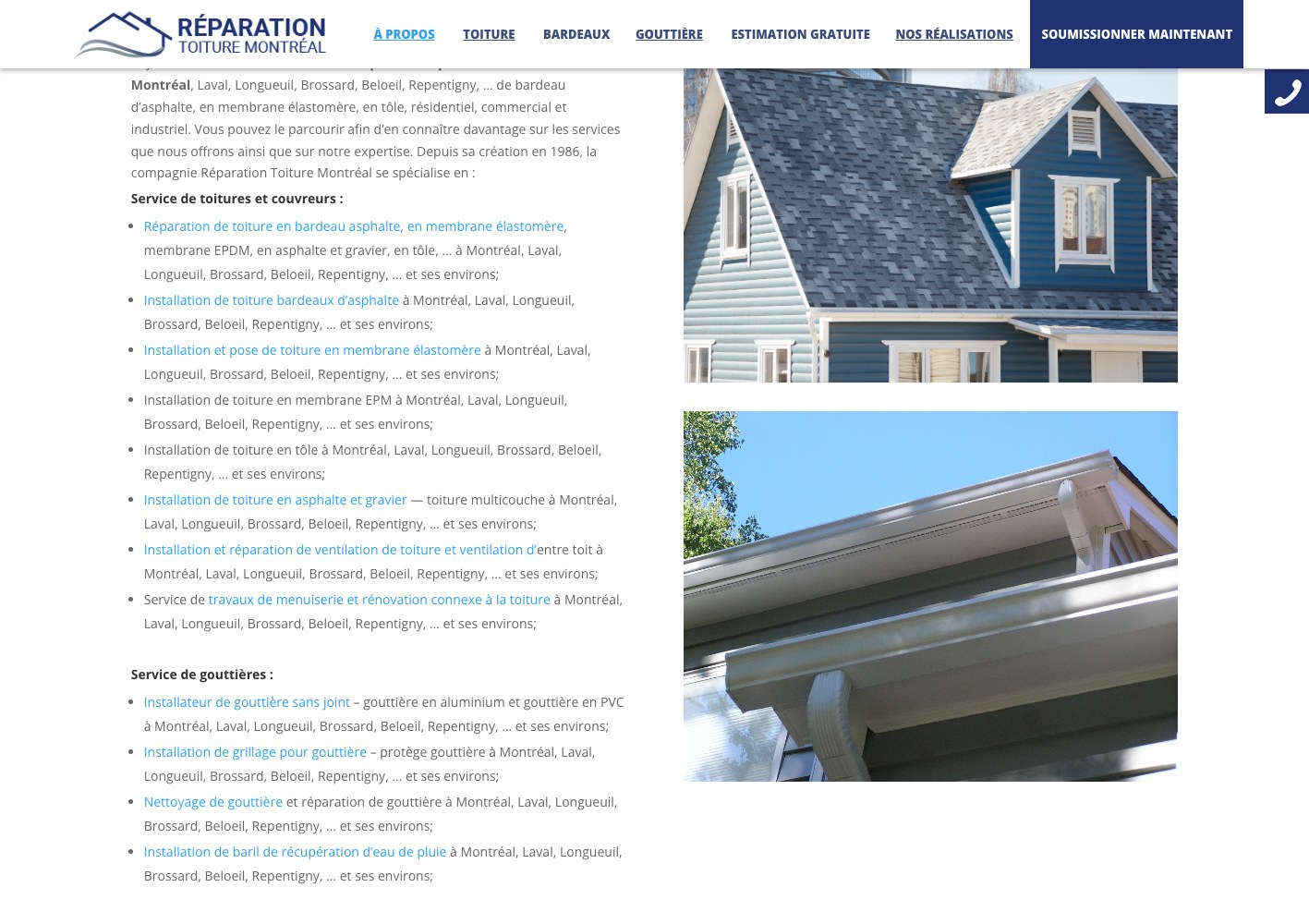 Service list broken out by roofing job and by city across the territory