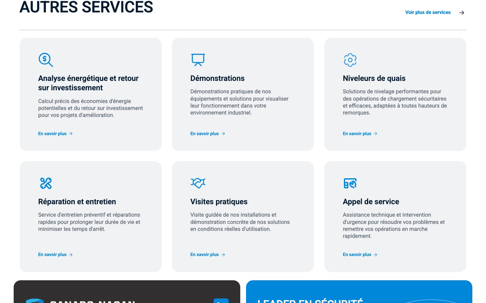 Other services grid: energy analysis, demonstrations, dock levellers and more