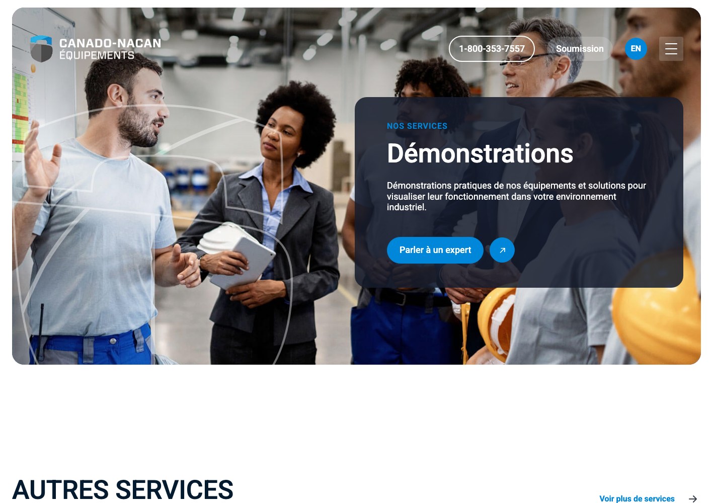 Equipment demonstrations service page