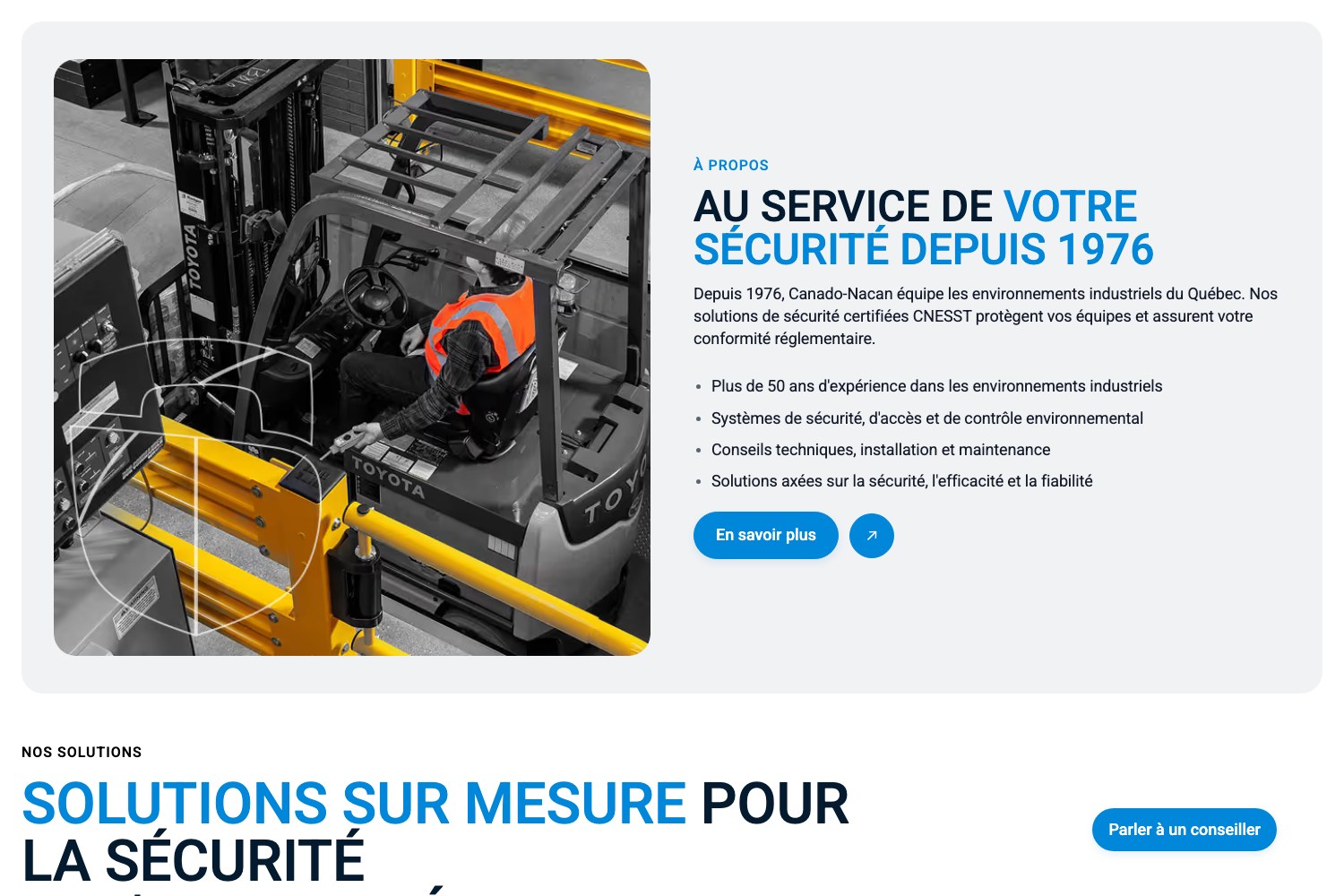 Serving your safety since 1976, beside the tailored-solutions block