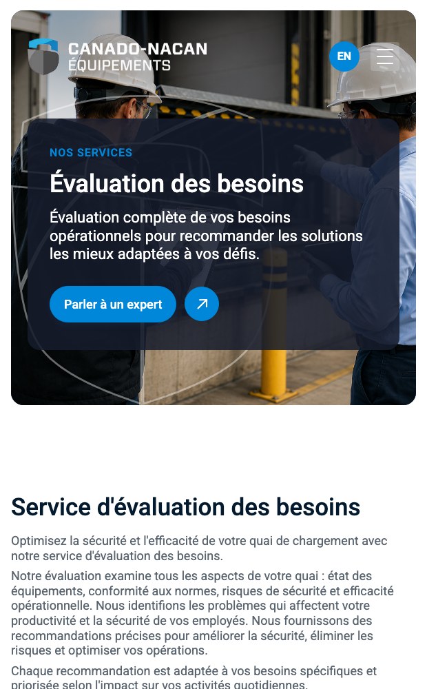 Mobile needs assessment service page