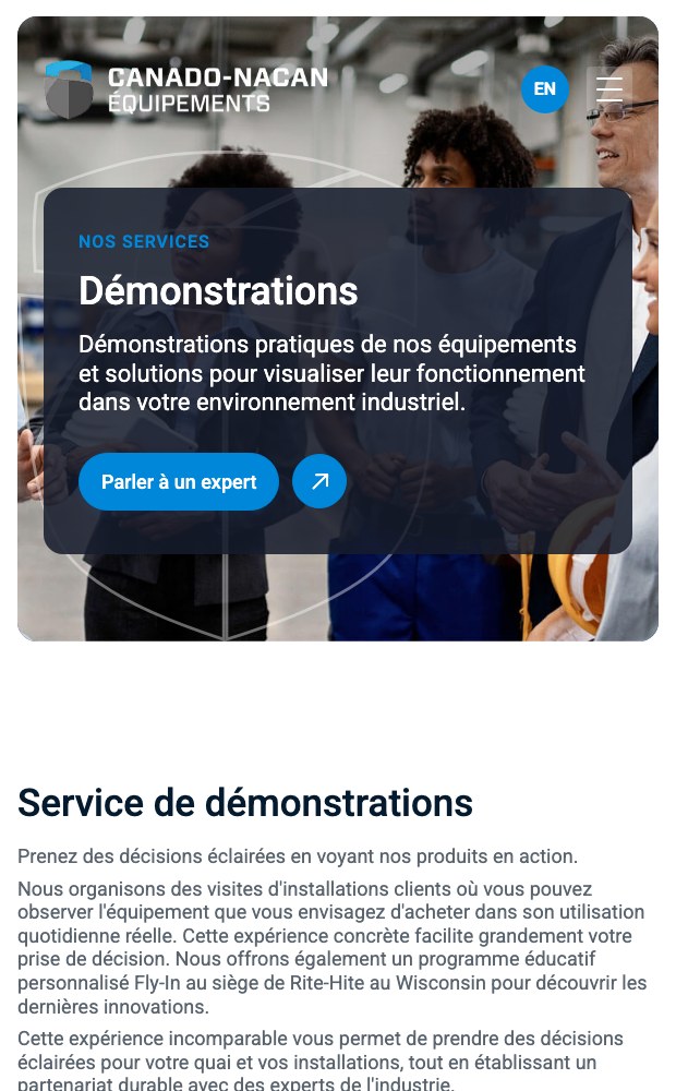 Mobile equipment demonstrations page