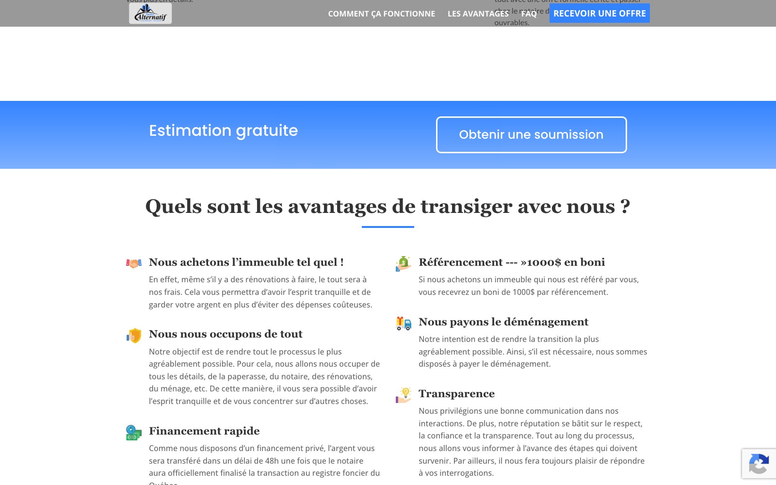 Quels sont les avantages de transiger avec nous — the objection-by-objection blocks