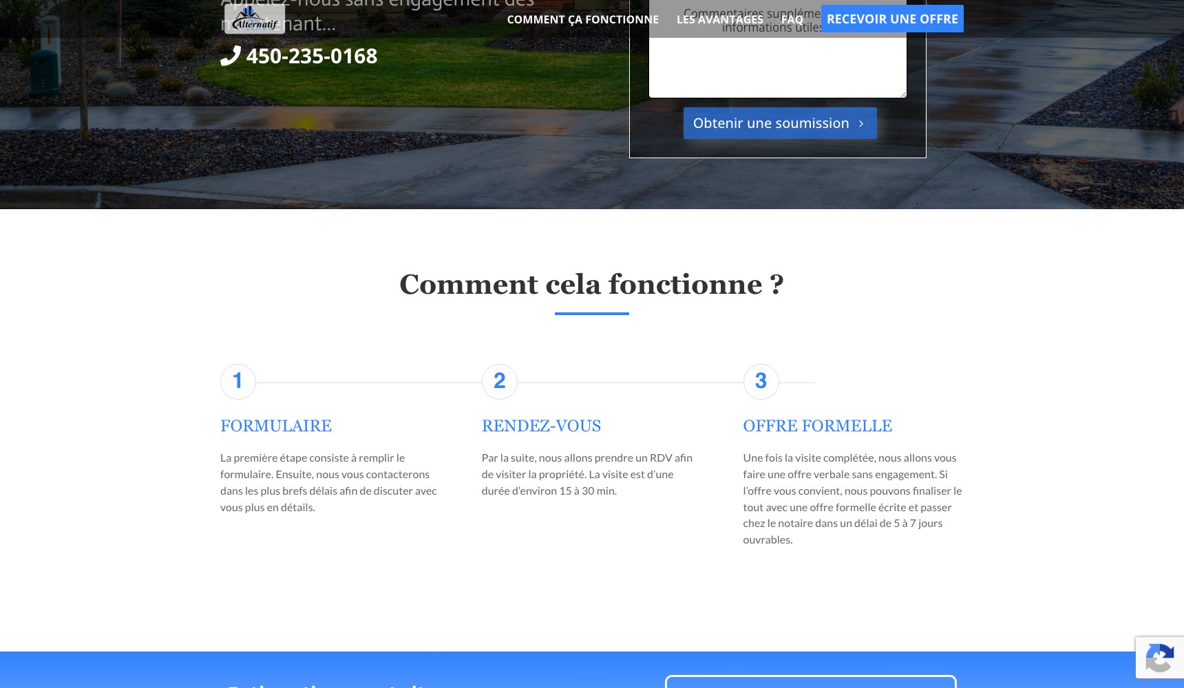 Comment cela fonctionne — the three-step form, meeting and formal offer sequence
