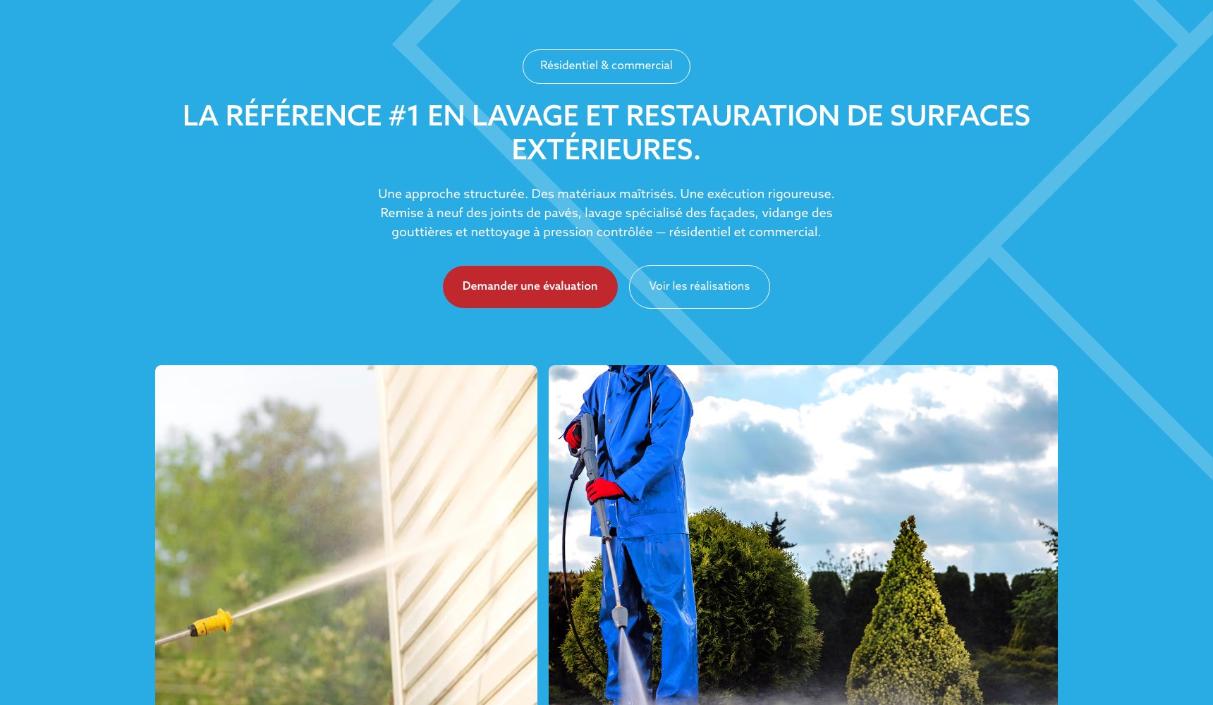 Nettoyage Danfour homepage hero: the reference in exterior surface washing and restoration