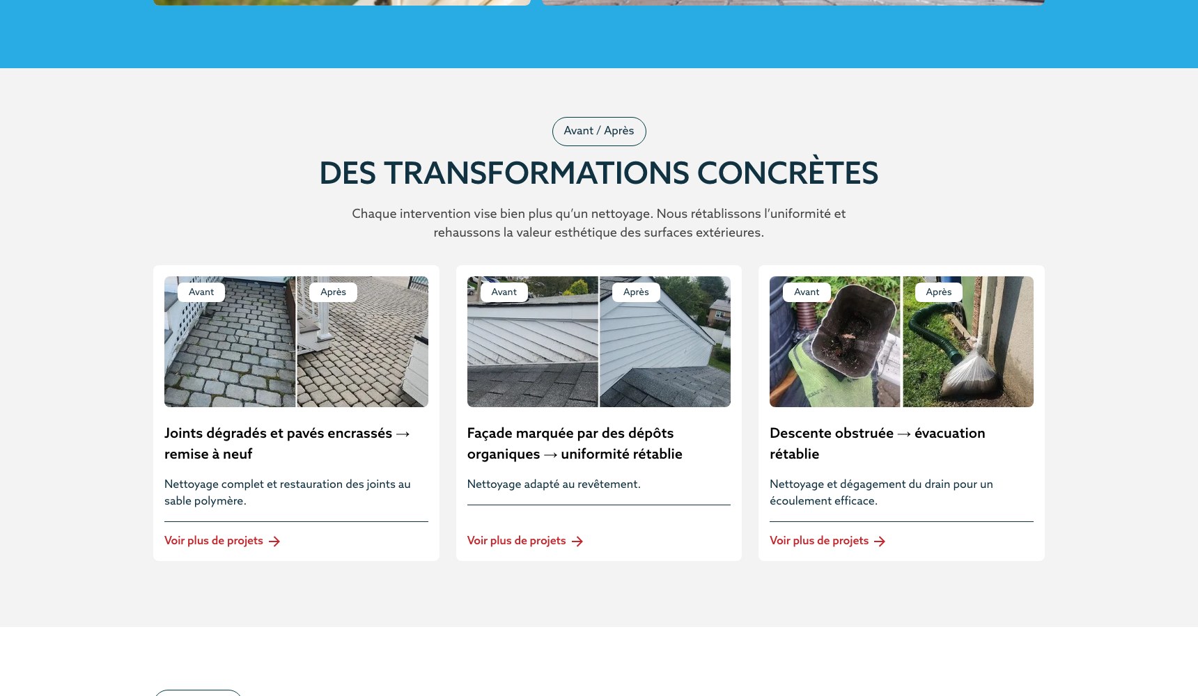 Concrete transformations shown as captioned before-and-after cards