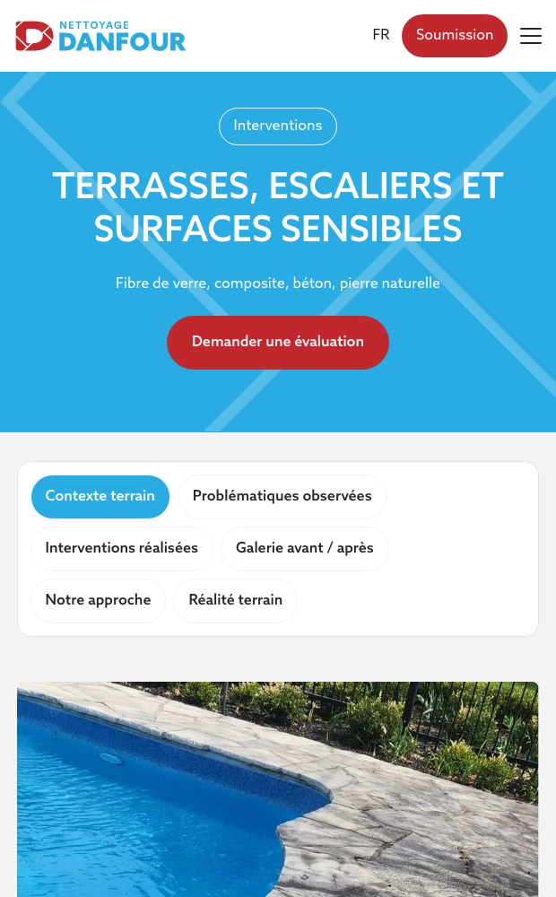 Mobile page on terraces, stairs and sensitive surfaces