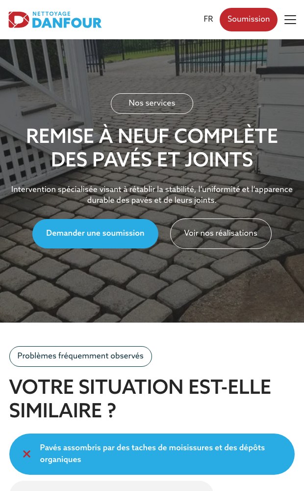 Mobile paver and joint restoration service page
