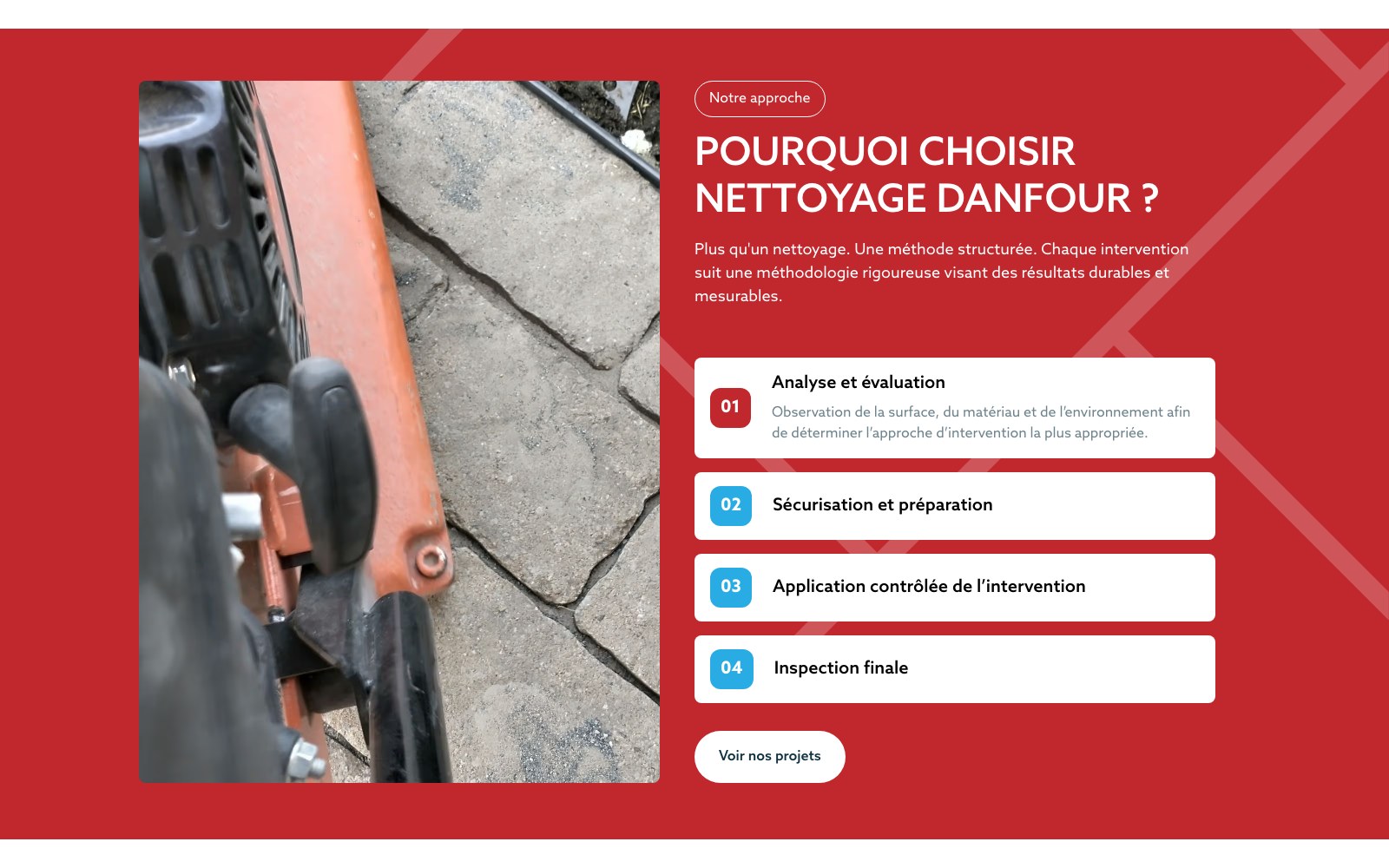 Why choose Nettoyage Danfour, beside a paver restoration photograph