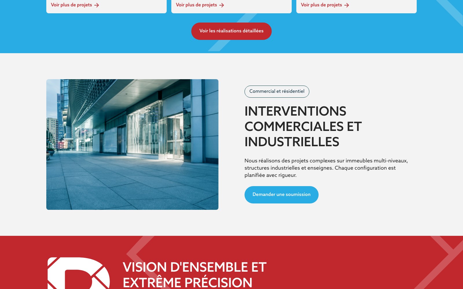 Commercial and industrial interventions page on nettoyagedanfour.com