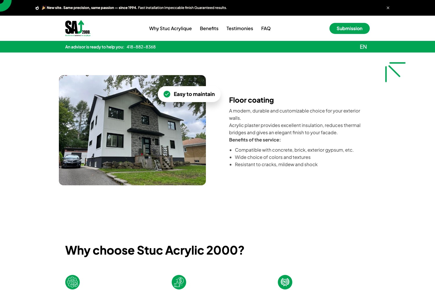 Floor coating service block on the English page