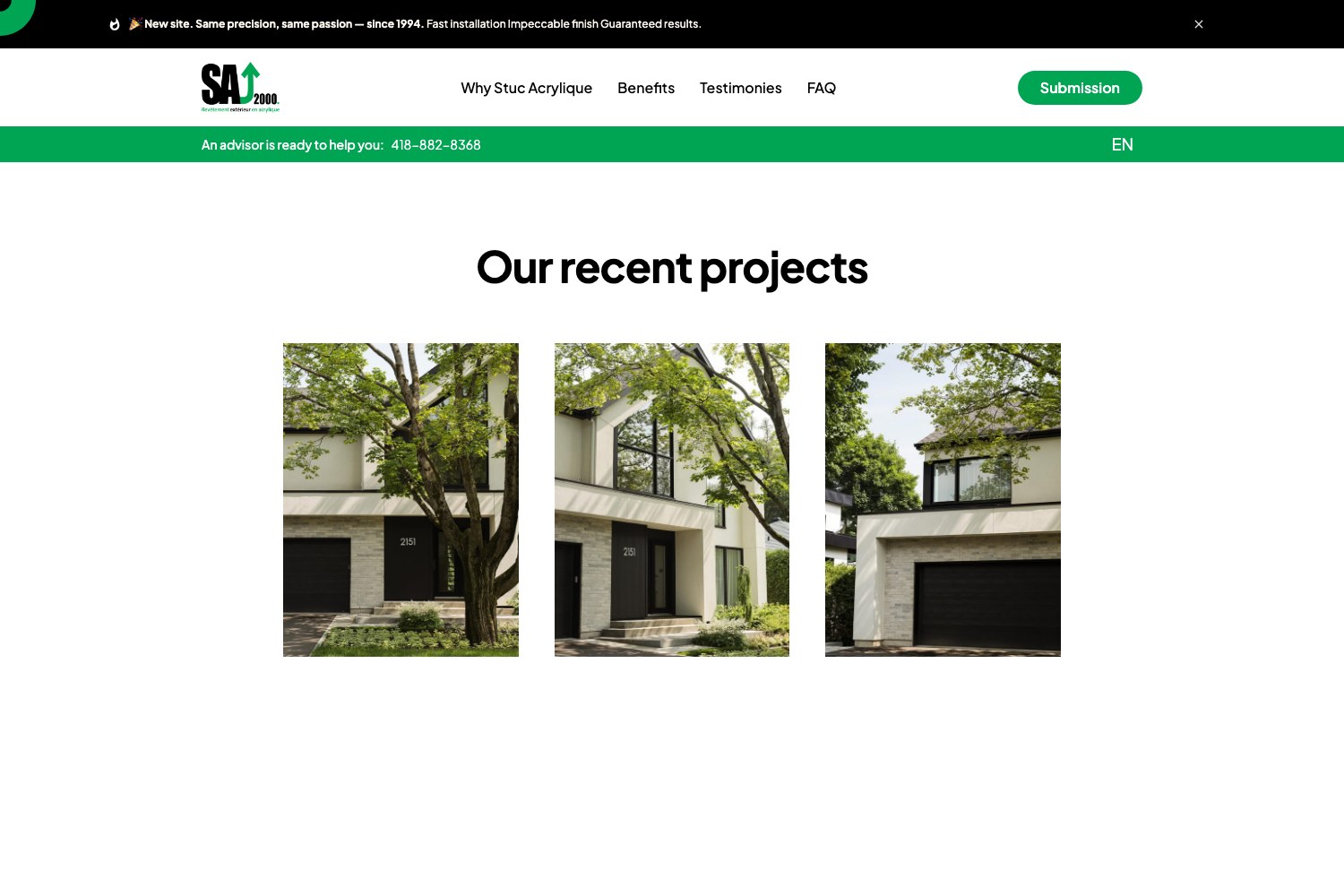 Recent project photography of finished acrylic render facades