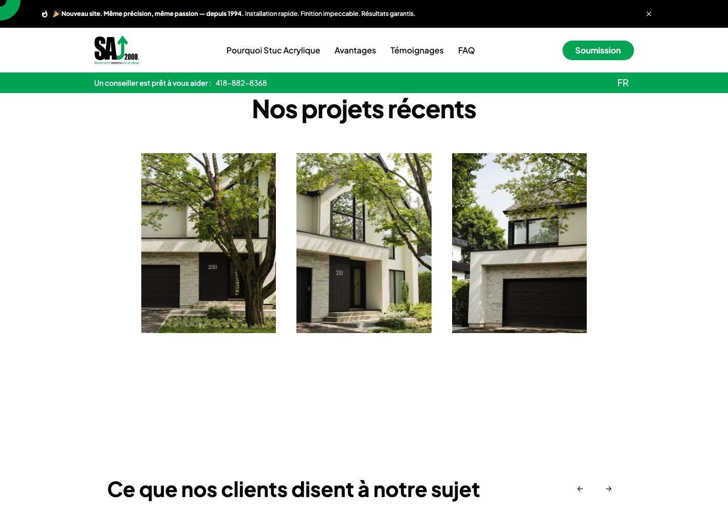 Recent projects gallery leading into the customer reviews