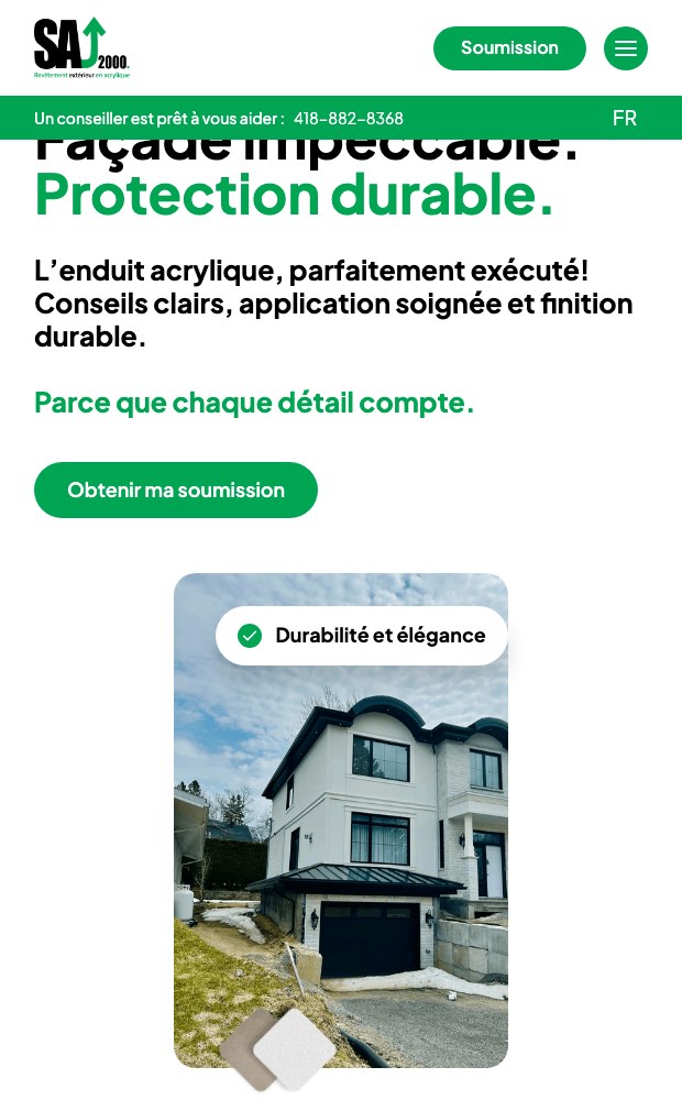 Mobile homepage hero in French