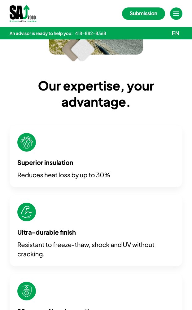 Mobile expertise cards on the English version