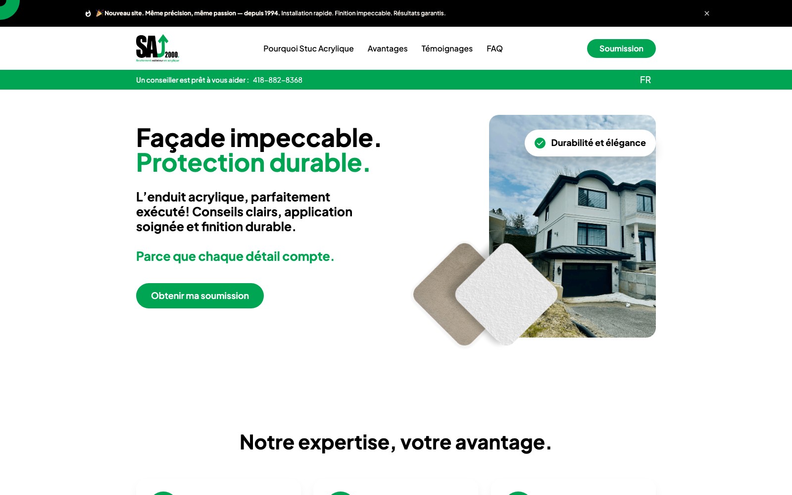 Stuc Acrylique 2000 website homepage