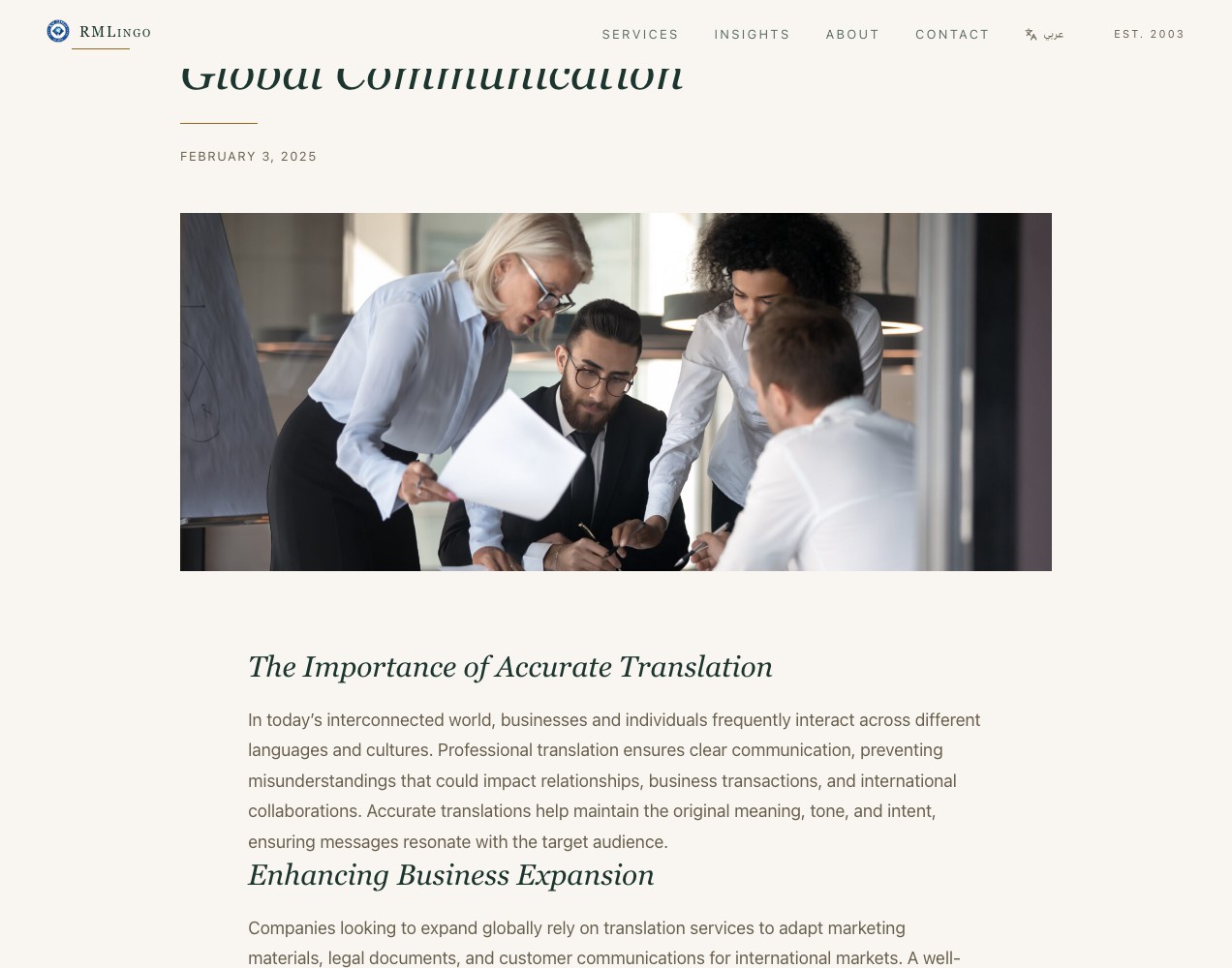 RM Lingo insight article on professional translation in global communication