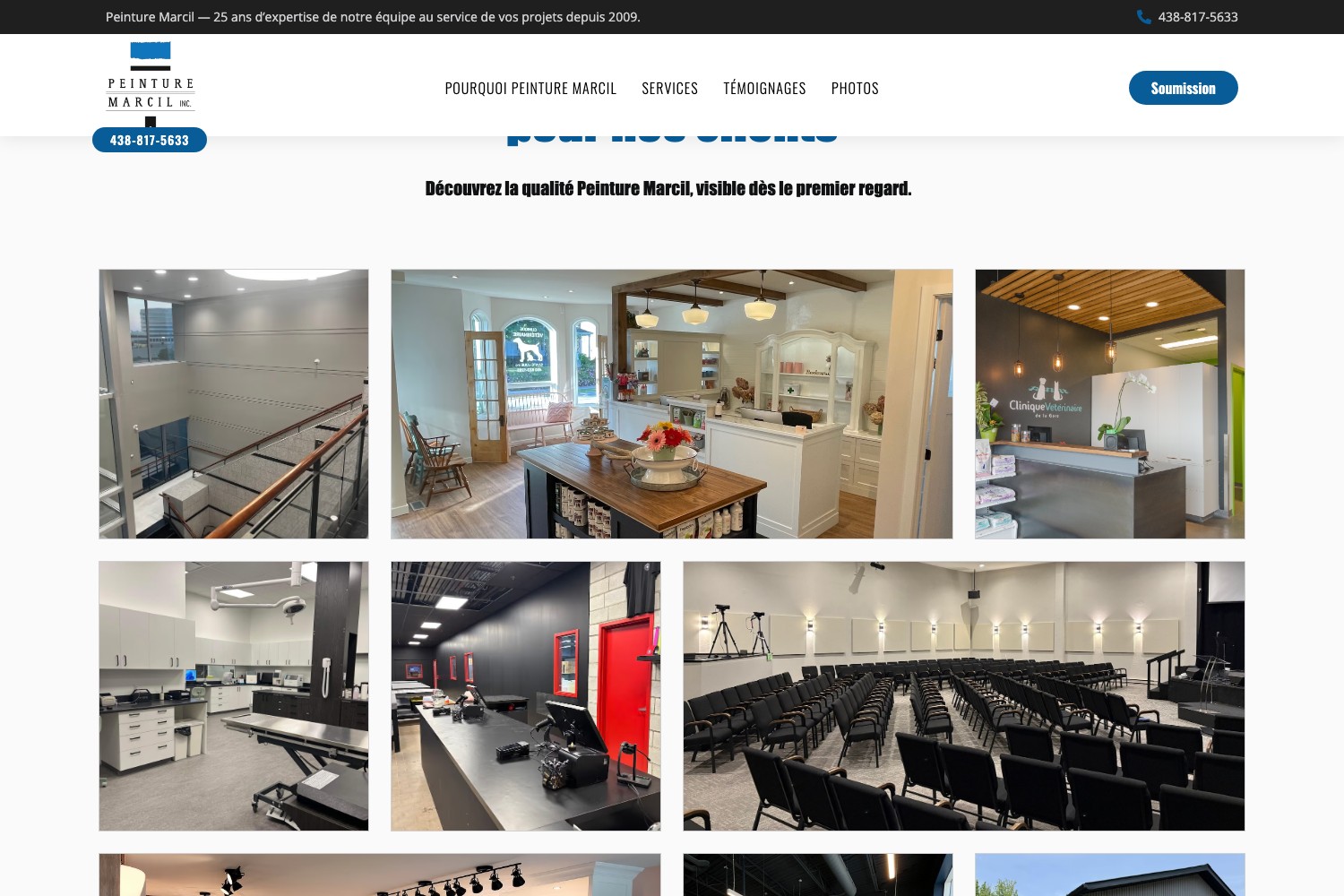 Peinture Marcil recent project gallery, finished commercial and institutional interiors