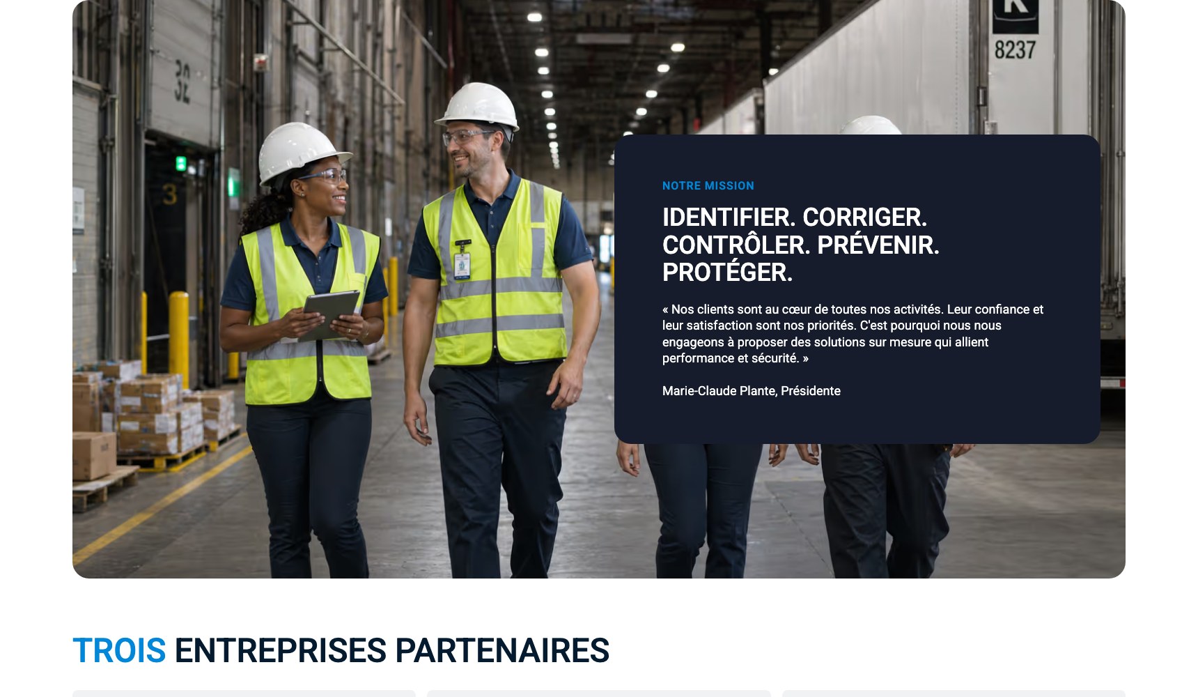 Groupe Canado-Nacan mission section: identify, correct, control, prevent, protect, set over a loading-dock photograph