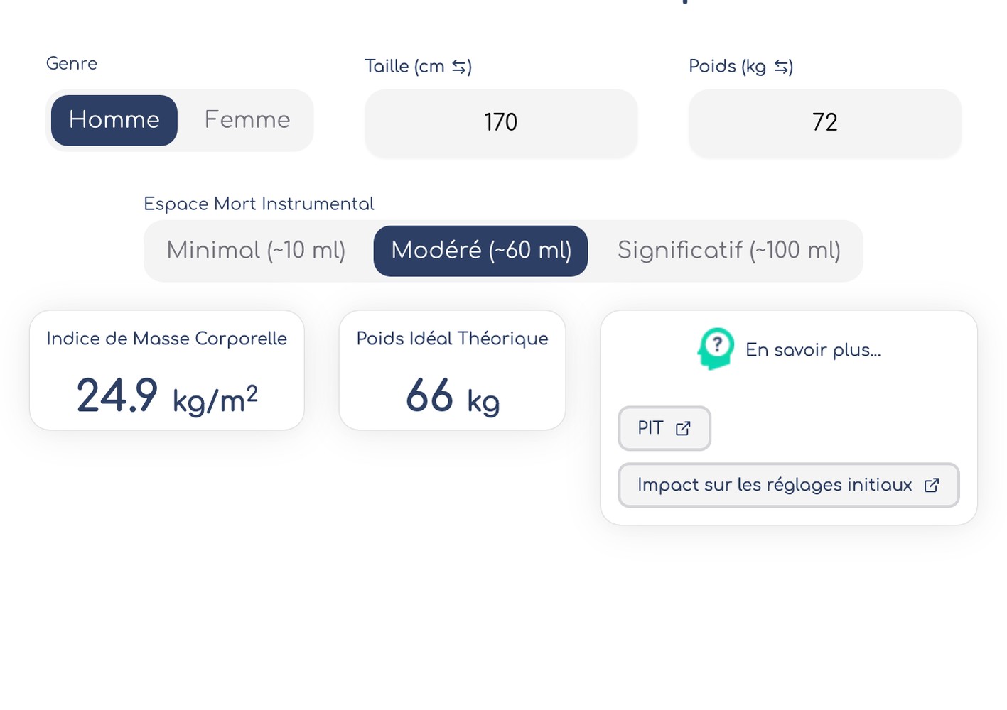 Predicted body weight calculator, French