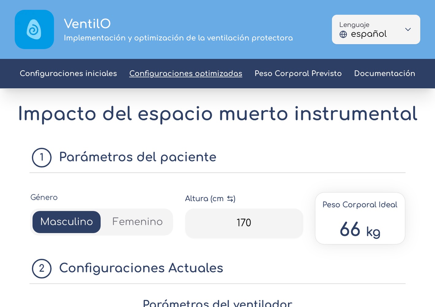 Instrumental dead space page header, Spanish