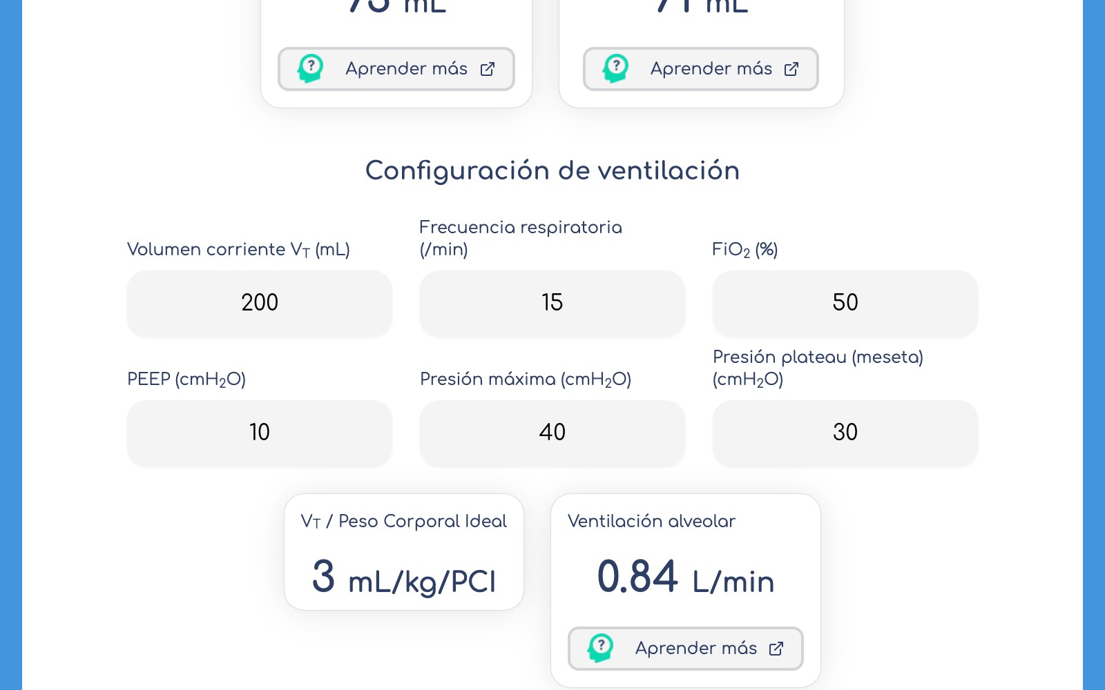 Ventilation configuration module, Spanish