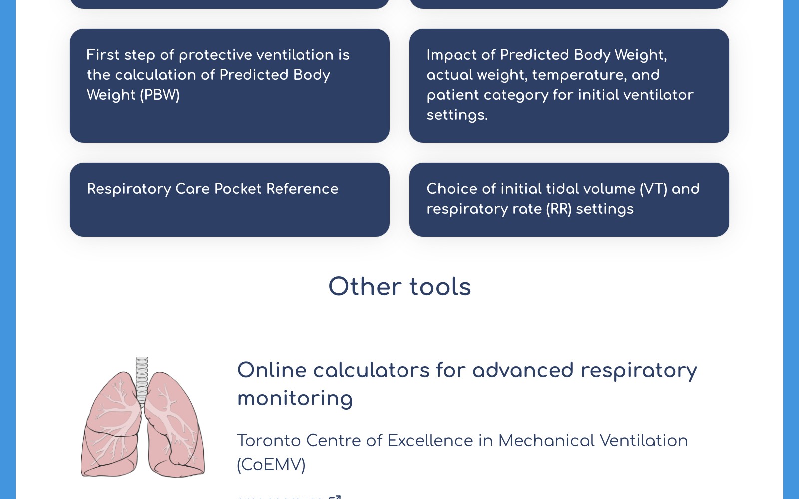 Documentation page and linked respiratory tools