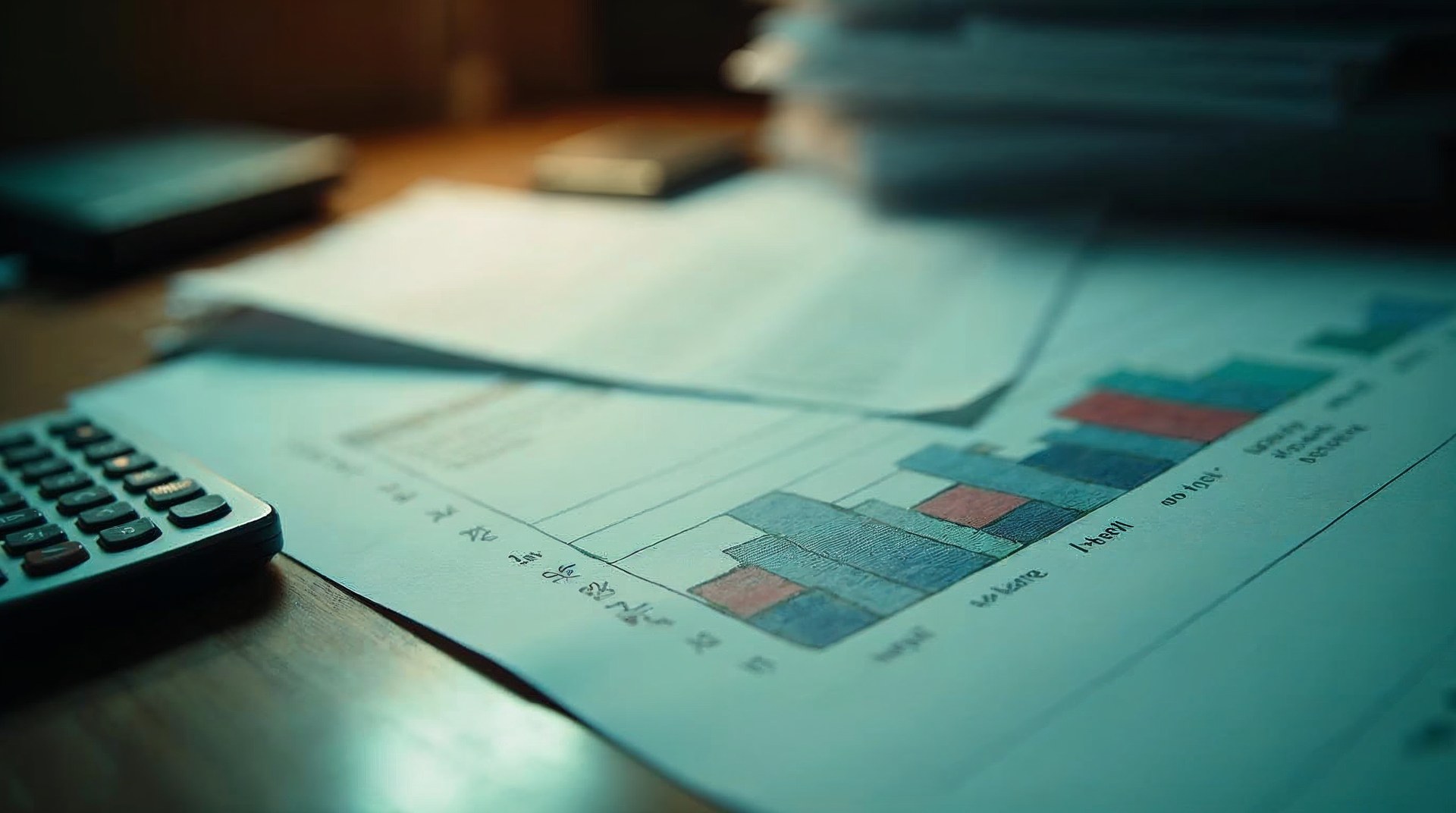 Hand-drawn bar chart of job types on graph paper beside printed service agreements