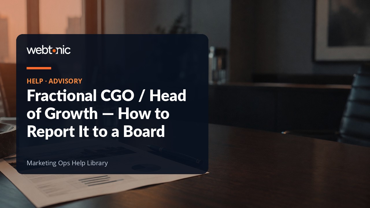 Board reporting pack for a fractional head of growth