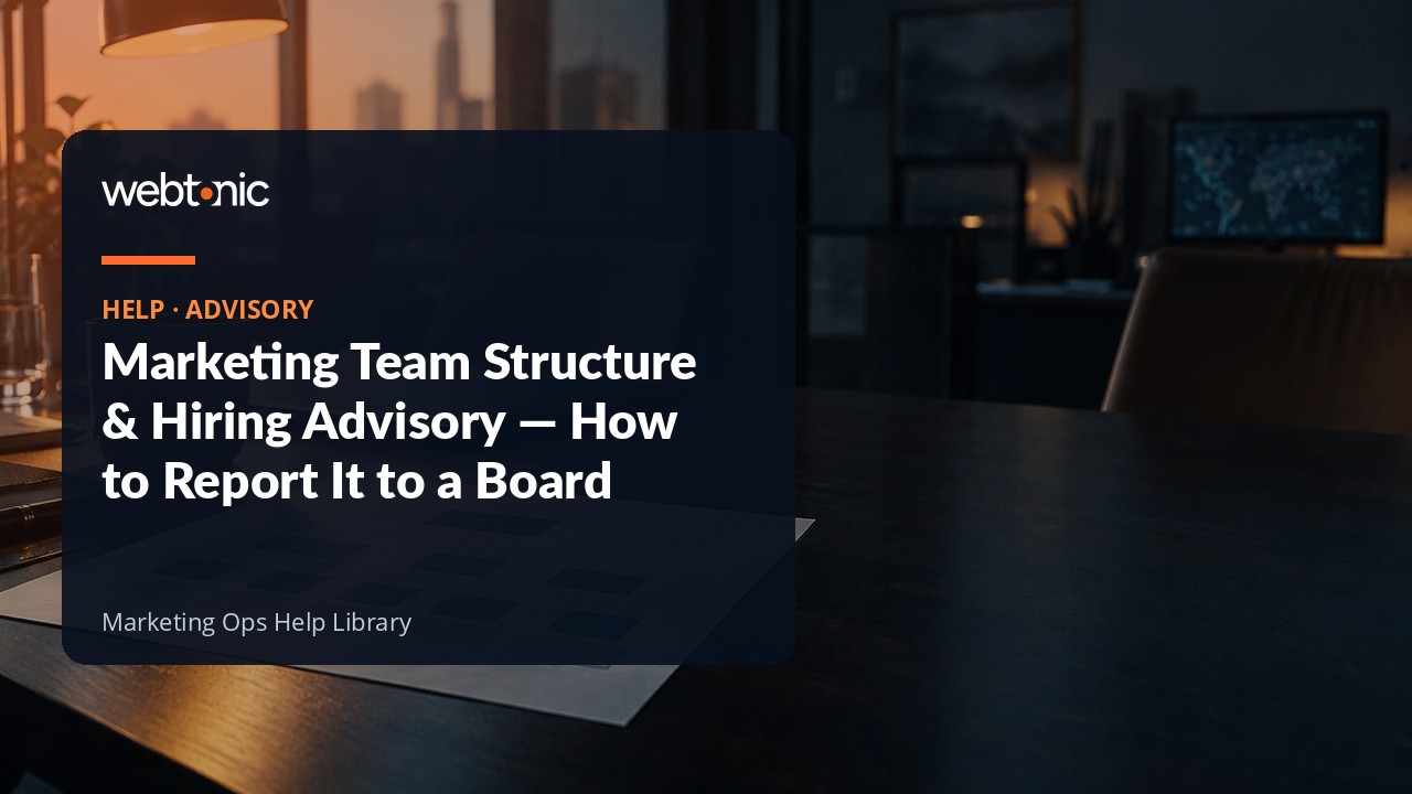 Reporting marketing team structure and hiring to a board