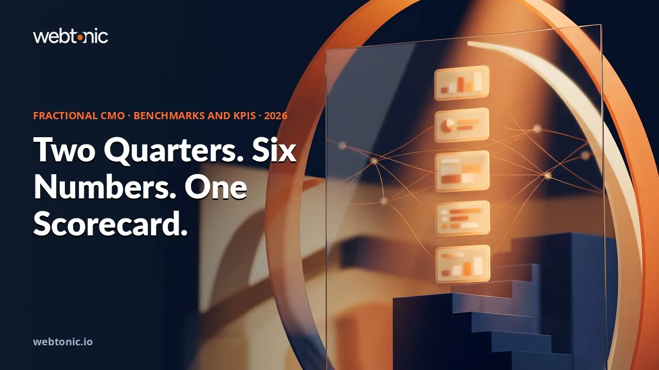 Fractional CMO benchmarks and KPIs statistics 2026 thumbnail showing a 16 month median customer acquisition cost payback and profitability rising from 20.3 to 39.5 percent across growth tiers