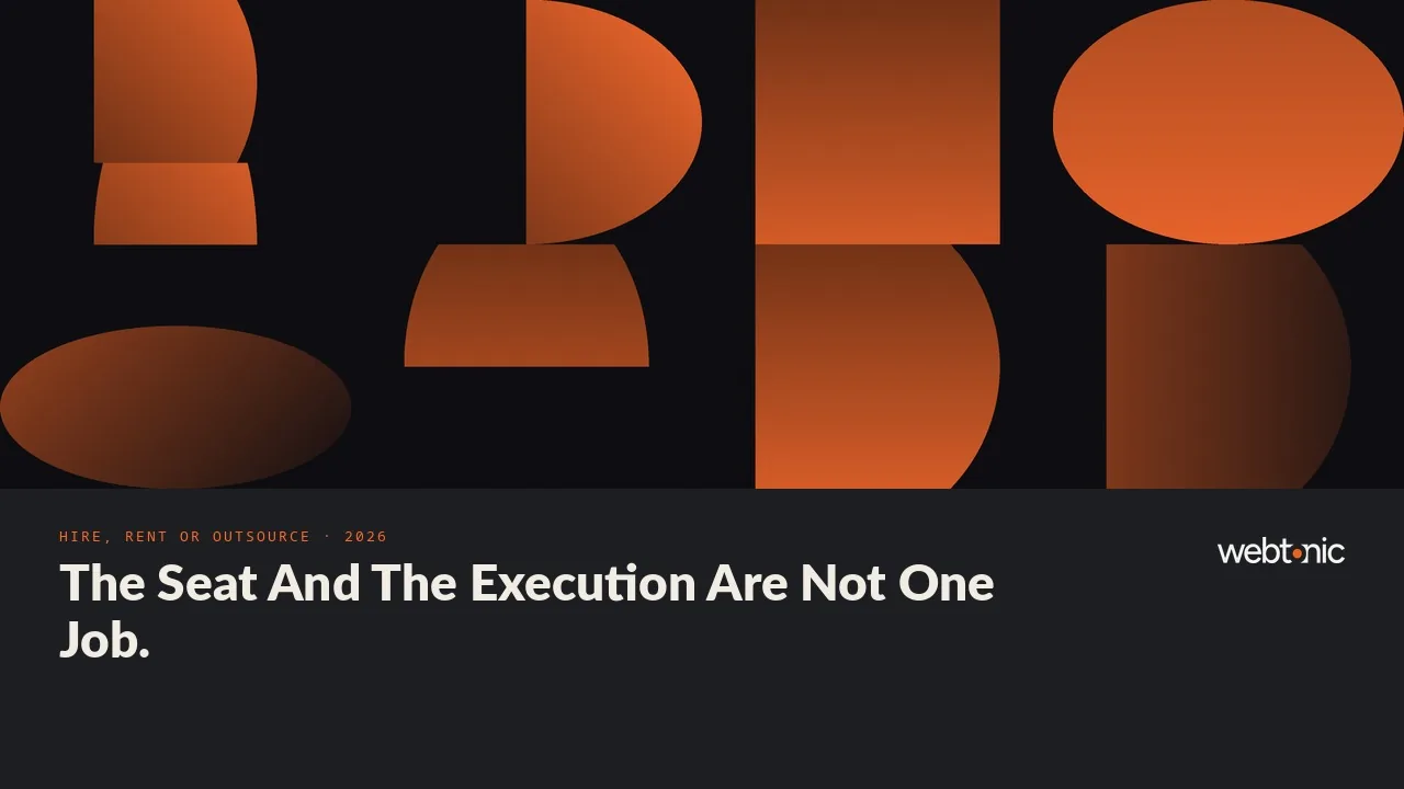 Fractional CMO hiring versus outsourcing statistics 2026 thumbnail showing 59.5 percent of marketing activity built in-house against 38.5 percent delivered by outside partners