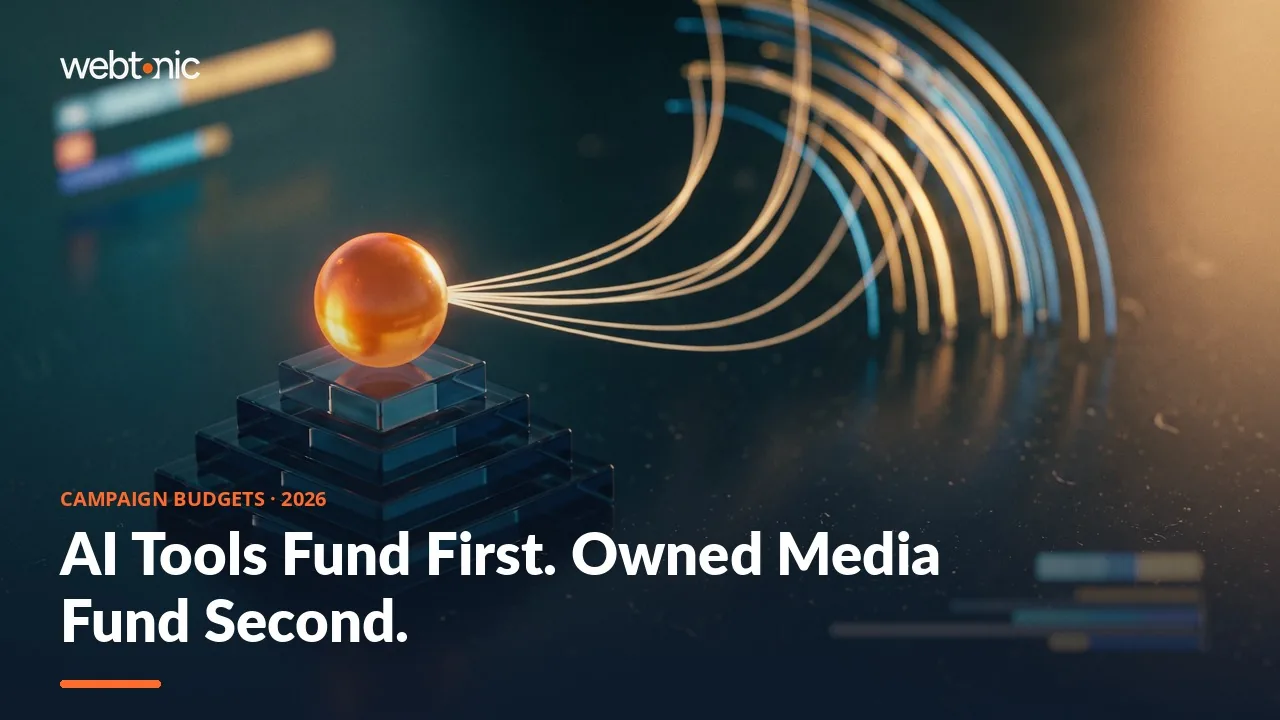 Content marketing budget statistics 2026 thumbnail showing 45 percent of B2B marketers increasing AI tool investment, the top 2026 budget priority