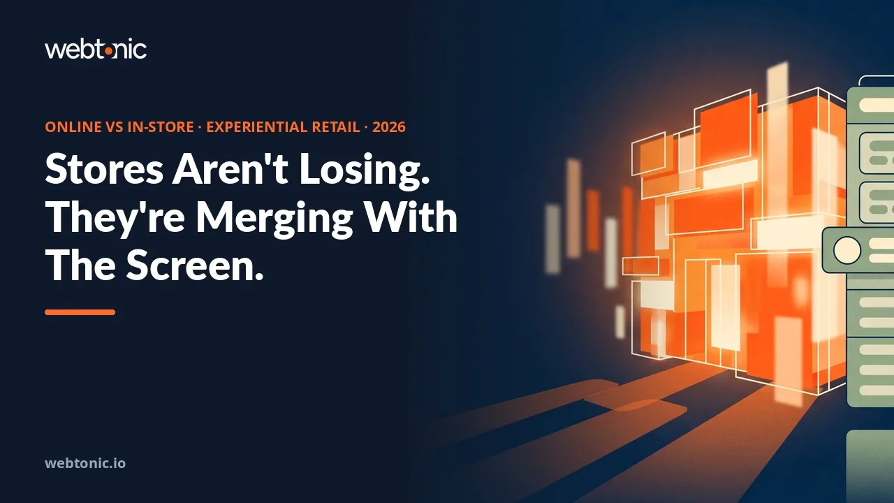 Online versus in-store experiential retail statistics 2026 thumbnail showing 67 percent of shoppers webrooming and 53 percent showrooming before completing a purchase