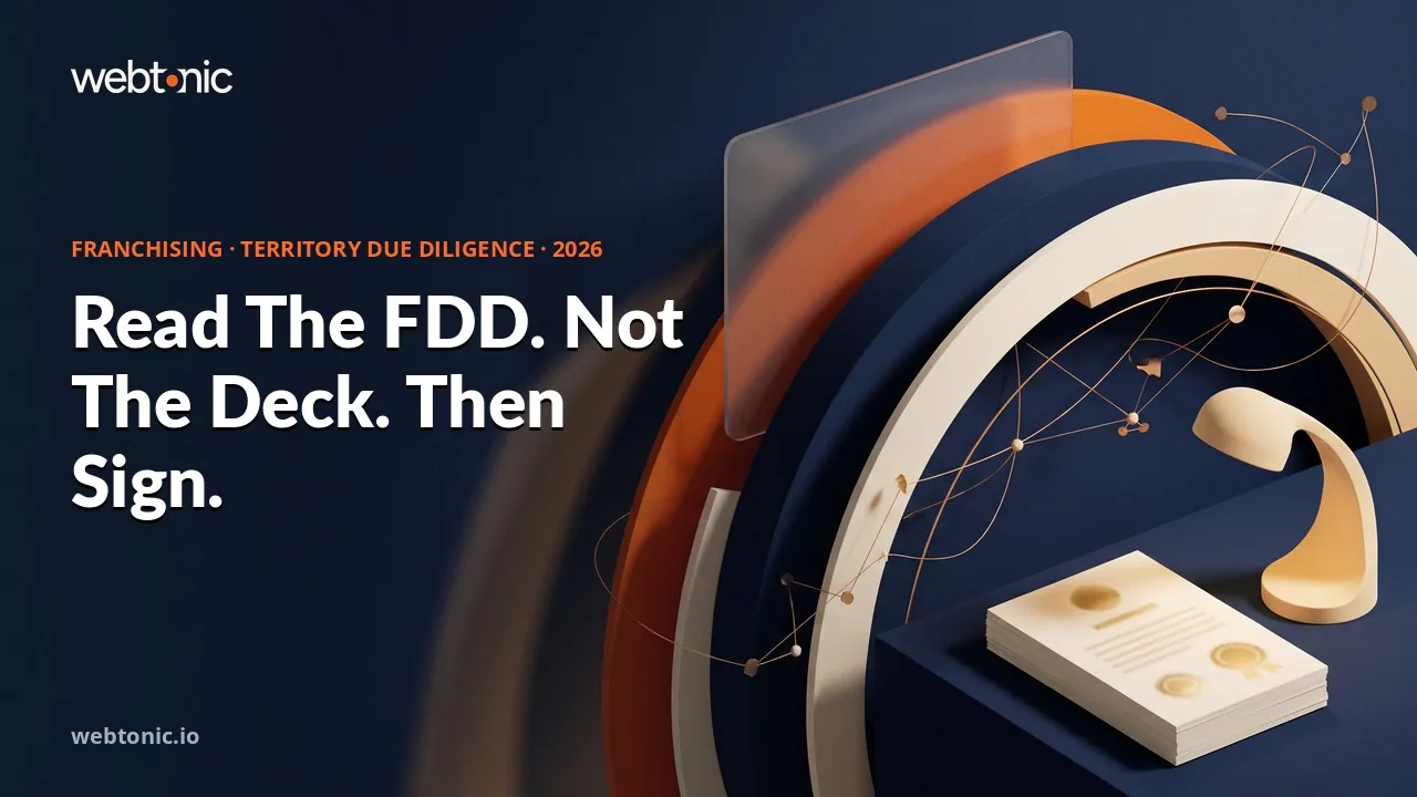 Franchising statistics 2026 thumbnail showing 1.4 percent projected unit growth against FDD litigation and closure benchmarks territory buyers should check first