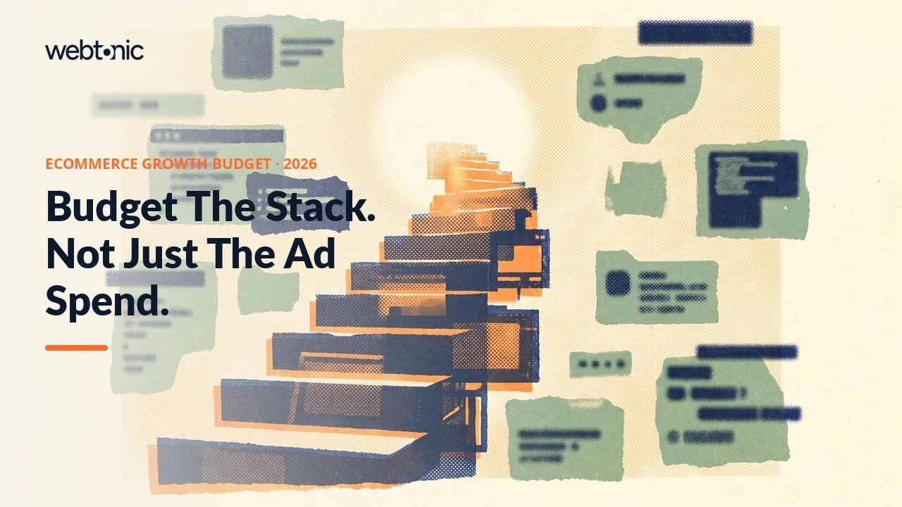Ecommerce growth budget statistics 2026 thumbnail showing tech stack cost and marketing spend benchmarks by revenue band
