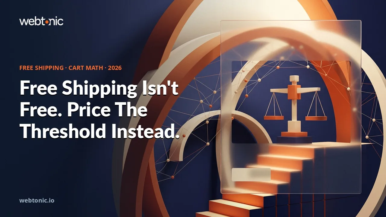 Free shipping statistics 2026 thumbnail showing 48 percent of cart abandonment linked to unexpected shipping costs and the threshold tactics ecommerce marketers use instead