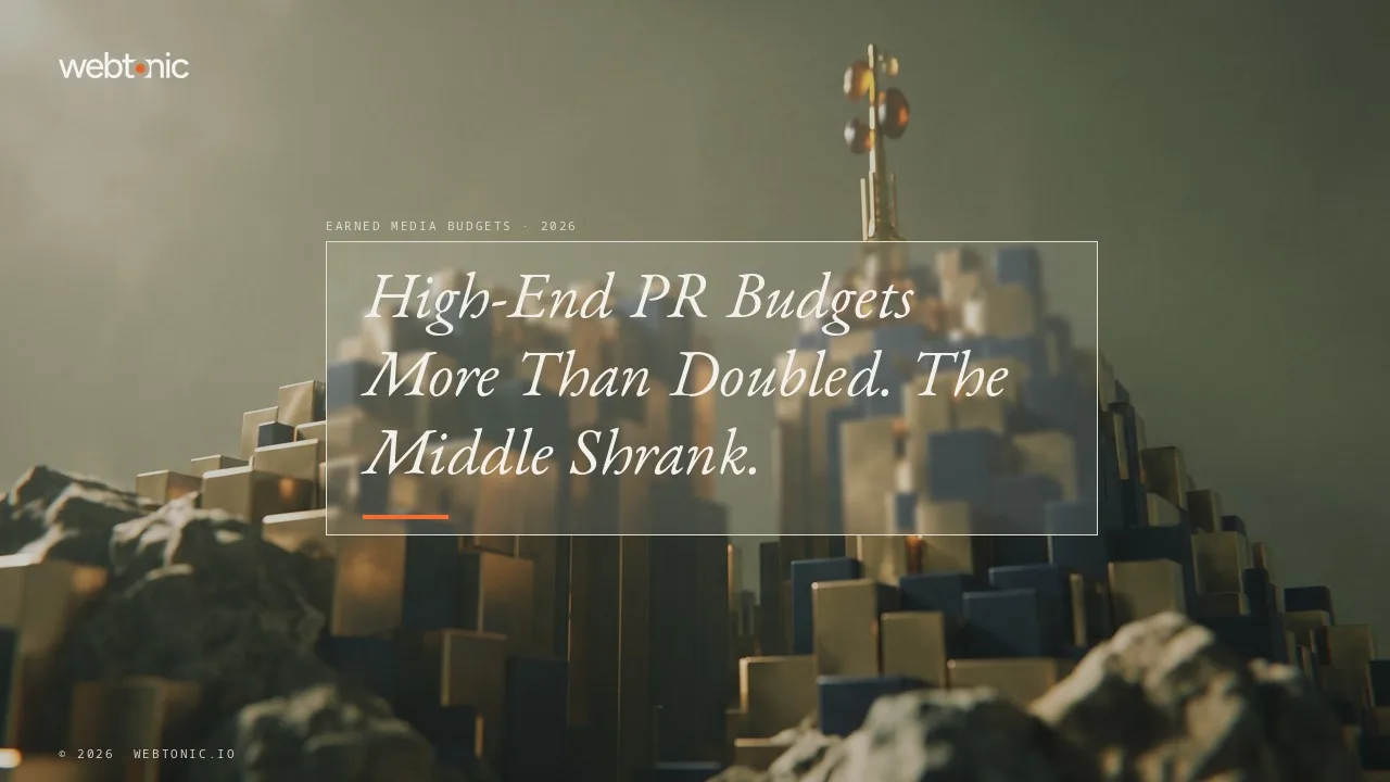 Earned media budget statistics 2026 thumbnail showing high-end digital PR budgets over 20,000 dollars a month more than doubling year over year