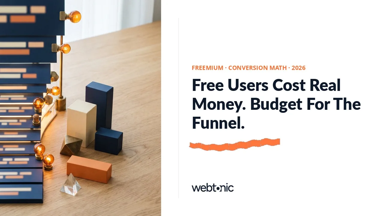 Freemium statistics 2026 thumbnail showing a 2 to 5 percent typical conversion range and the infrastructure cost share growth marketers must budget for free-tier users
